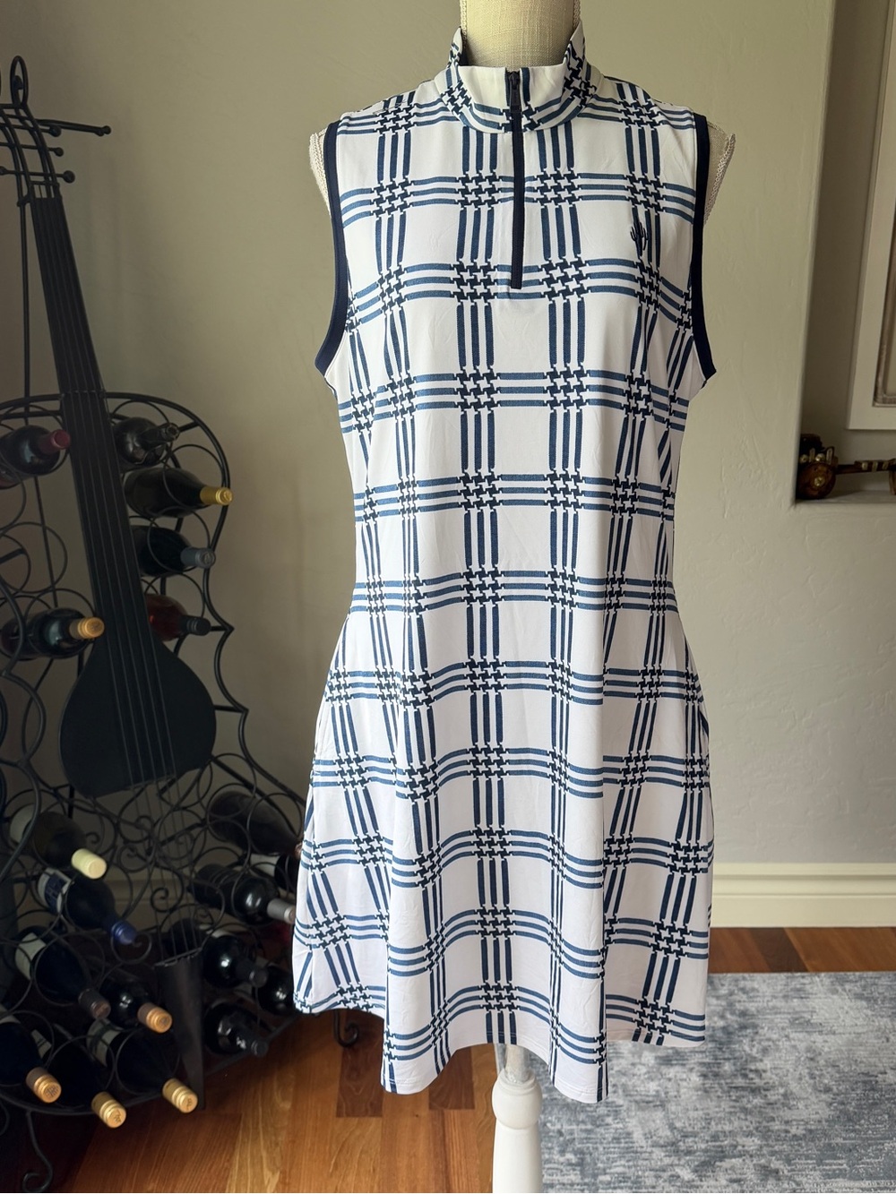 RLX Ralph Lauren Women's Plaid Sleeveless Lightweight Airflow Mockneck Dress L